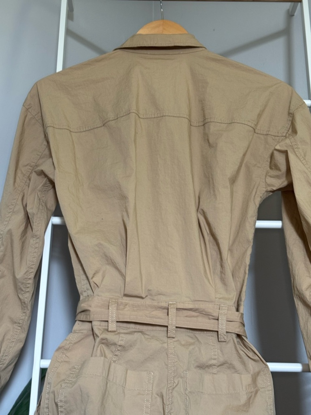 Michael Kors Tan Button-Front Utility Jumpsuit - Picture 8 of 14